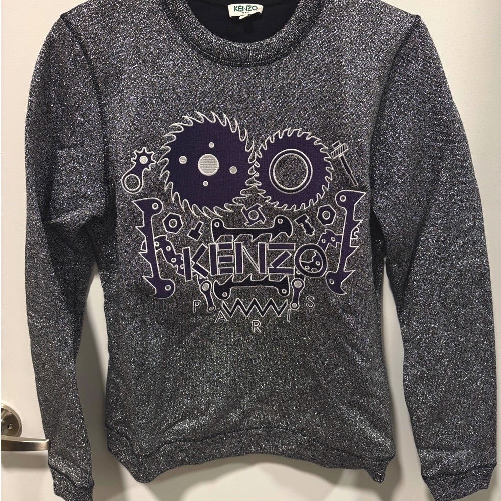 Kenzo Woman’s Metallic Black Crewneck Sweater